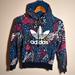 Adidas Tops | Adidas Trefoil Floral Print Hoodie Hooded Sweatshirt, Size Xs | Color: Black/Pink | Size: Xs