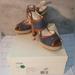 Coach Shoes | Coach Daria Demin Blue & Brown Leather Trim Wood Heel Platform Sandals Size 6 | Color: Blue/Brown | Size: 6