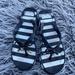 Kate Spade Shoes | Kate Spade~Rhett Wedge Thong Sandals Black & White W Stripes, Flip Flops, Sz 8. | Color: Black/White | Size: 8