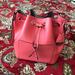 Michael Kors Bags | Michael Kors Greenwich Medium Leather Bucket Bag - Coral/Grey | Color: Green/Silver | Size: Os