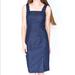 J. Crew Dresses | J.Crew Square Neck Dark Blue Denim Sheath Dress 4 | Color: Black/Blue | Size: 4