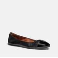 Coach Shoes | Bnib Coach Bonnie Black Leather Ballet Flat With Patent Leather Cap Toe, 7.5 | Color: Black | Size: 7.5