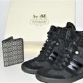 Coach Shoes | Coach, Black Signature Wedge Alara Sneaker, Size 6.5 M Style #A0548 | Color: Black | Size: 6.5