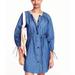 J. Crew Dresses | J. Crew Nwt Tie Sleeve Button Front 100% Cotton Chambray Shirt Dress Cover Up | Color: Blue | Size: S