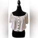 American Eagle Outfitters Tops | American Eagle Outfitters: Peasant Style Top | Color: Cream/Gray | Size: M