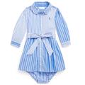 Ralph Lauren Dresses | *Nwt - Ralph Lauren Baby Girls Cotton Poplin Fun Shirtdress (3m) | Color: Blue/White | Size: 3mb