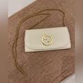 Gucci Bags | Gucci Blondie Continental Chain Wallet In White Leather | Color: White | Size: Os