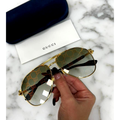 Gucci Accessories | New Gucci Gg1220s Mirrored Logo Gold Sunglasses $595 | Color: Gold/Green | Size: Os