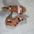 Michael Kors Shoes | Michael Kors Strap Gold Buckle Leather Zipper Heels Size 9m | Color: Tan | Size: 9