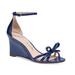 Kate Spade Shoes | Kate Spade New York Women's Flamenco Ankle Strap Wedge Navy Blue Sandals - 9.5 | Color: Blue | Size: 9.5