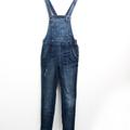 Free People Pants & Jumpsuits | Free People Dark Wash Distressed Jean Denim Long Overalls Y2k 90s Size 26 | Color: Blue | Size: 26