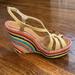 Kate Spade Shoes | Kate Spade Tan Patent Leather Uppers, Rainbow Heel Platform Sandals, Size 6.5. | Color: Pink/Tan | Size: 6.5