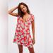 Free People Dresses | Free People Infinite Love Mini Dress M Red Floral Plunge Neck Lined | Color: Red/White | Size: M