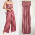 American Eagle Outfitters Pants & Jumpsuits | American Eagle Dusty Pink Striped Strapless Overlay Jumpsuit Barbiecore Womens 2 | Color: Pink/White | Size: 2