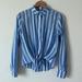 J. Crew Tops | J.Crew Women’s Blue&White Striped Long Sleeve Tie Front Button Down Shirt Xs | Color: Blue/White | Size: Xs