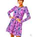Lilly Pulitzer Dresses | Euc Lilly Pulitzer Arlette Print Ufp 50+ Long Sleeve Swing Dress Size Xs | Color: Blue/Pink | Size: Xs
