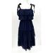 J. Crew Dresses | J Crew Dress Womens 4 Navy Blue 100% Silk Tiered Ruffle Lined Elastic Waist Dots | Color: Blue/Red | Size: 4