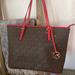 Michael Kors Bags | Brand New With Tags $278 Michael Kors Jet Set Large Charm Tote Bag! | Color: Brown/Red | Size: Os