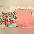 Lilly Pulitzer Matching Sets | Girls, Lilly, Pulitzer T-Shirt, And Shorts. | Color: Green/Pink | Size: 12g