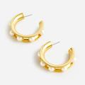 J. Crew Jewelry | J.Crew Pearl-Studded Hoop Earrings | Color: Gold/White | Size: Os