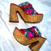 Free People Shoes | Free People Lisbon Platform Embroidered Mules | Color: Pink/Red | Size: 7