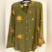 Anthropologie Tops | Anthropologie Fig & Flower Embroidered Shirt Olive Green Nwot Size Large | Color: Green/Yellow | Size: L