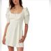 Free People Dresses | Free People Cheyenne Denim Mini In Ivory With Pockets, New, Revolve | Color: Cream | Size: M