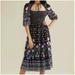 Anthropologie Dresses | Anthropologie Dasha Smocked Midi Dress Black Floral Motif Size S. | Color: Black/Pink | Size: S