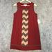 Jessica Simpson Dresses | Jessica Simpson Dress 8 Career A Line Shift Red Mixed Print Square Neck Chevron | Color: Gray/Red | Size: 8