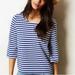 Anthropologie Tops | Anthropologie Postmark Striped Genoa Top 3/4 Sleeve Boxy Cut, Size Xs | Color: Blue/White | Size: Xs