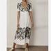 Free People Dresses | Free People Womens Jaimie Floral Print Short Sleeves Midi Dress | Color: Blue/White | Size: Xs