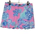 Lilly Pulitzer Skirts | Lilly Pulitzer Pout Barefoot Princess Print Colette Skort Shorts Pink Blue Sz 00 | Color: Blue/Pink | Size: 00