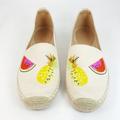 J. Crew Shoes | J Crew Embroidered Fruit Canvas Espadrilles | Color: Cream/Pink | Size: 7