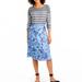 J. Crew Skirts | J.Crew A-Line Blue Floral Monkey Motif Silk Skirt | Color: Blue/Gray | Size: 8
