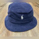 Polo By Ralph Lauren Accessories | Genuine Polo Ralph Lauren Cotton Blend Terry Bucket Hat - Navy - Sz Xl | Color: Blue/White | Size: Xl