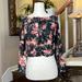 American Eagle Outfitters Tops | American Eagle Off The Shoulder Cropped Bell Sleeve Black Floral Top | Color: Black | Size: Xxs