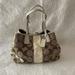 Coach Bags | Coach Signature Tote Handbag Purse Bag F13533 Kisslock Framed Brown Khaki White | Color: Brown/Tan | Size: Os