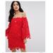 Free People Dresses | Free People Red Off The Shoulder Dusk Lace Dress | Color: Red | Size: 6