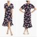 J. Crew Dresses | J. Crew Blue Floral Ruffle Wrap Dress | Color: Black/Pink | Size: M