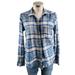 American Eagle Outfitters Tops | American Eagle Outfitter Women Blue White Plaid Long Sleeve Button Up Shirt Sz M | Color: Blue/White | Size: M