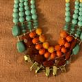 Anthropologie Jewelry | Anthropologie Layered Necklace // Costume Jewelry | Color: Green/Pink | Size: Os