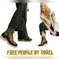 Free People Shoes | Free People X Sorel Brex Lace Ankle Water Proof Boots Size 7 | Color: Green/Orange | Size: 7