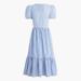 J. Crew Dresses | J. Crew Blue And White Stripe Poplin Puff Sleeve Tiered Midi Dress, Size 16 | Color: Blue/White | Size: 16