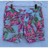 Lilly Pulitzer Shorts | Lilly Pulitzer The Chipper Short Womens Flat Front Bermuda Shorts Floral Sz 8 | Color: Pink | Size: 8