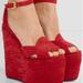 Gucci Shoes | Gucci Hibiscus Red Suede Sandals, Size 7.5 | Color: Red | Size: 7.5