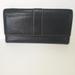 Coach Bags | Coach Wallet Clutch Black Trifold Card Checkbook Holder Logo All Leather | Color: Black/Purple | Size: Os