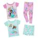 Disney Pajamas | Disneygirls 4 Piece Princess Pajamas Set - Rapunzel Jasmin Ariel Girls | Color: Green/Pink | Size: Various