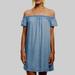 Anthropologie Dresses | Anthropologie Cloth & Stone Chambray Off The Shoulder Dress In Blue Wash | Color: Blue | Size: M