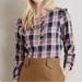 Anthropologie Tops | Anthropologie Isabelle Sinclair Abilene Ruffle Trim Flannel Popover Shirt | Color: Blue/Pink | Size: Xs