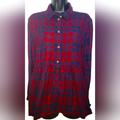 American Eagle Outfitters Tops | American Eagle Shirt Womens Medium Long Sleeve Red Plaid Jegging Fit Ae | Color: Blue/Red | Size: M